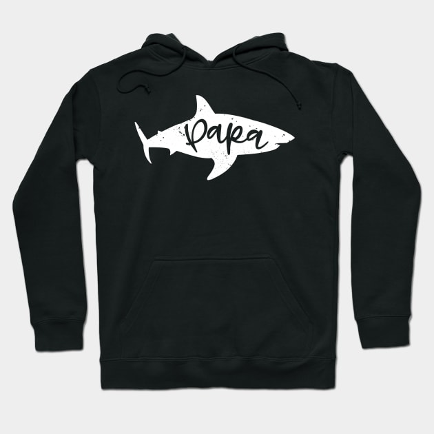 Papa Shark Fin Daddy Distressed Hoodie by underheaven